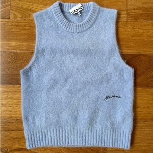 Ganni Sky Blue Crewneck Sleeveless Sweater